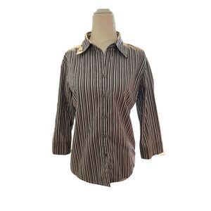 Gray and White Striped Botton Down